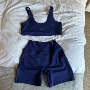 Navy Blue Sports Bra and Shorts Set
